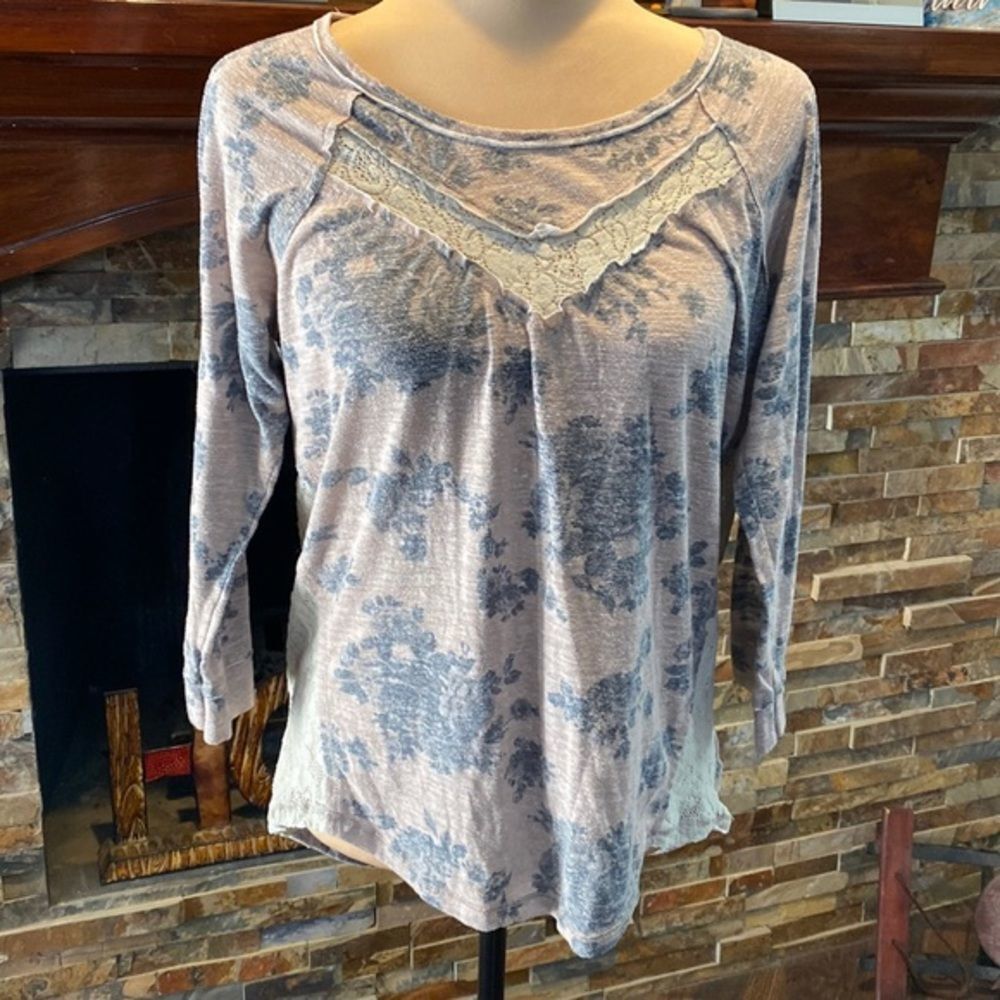 HIGH Low Blouse with Lace Inserts